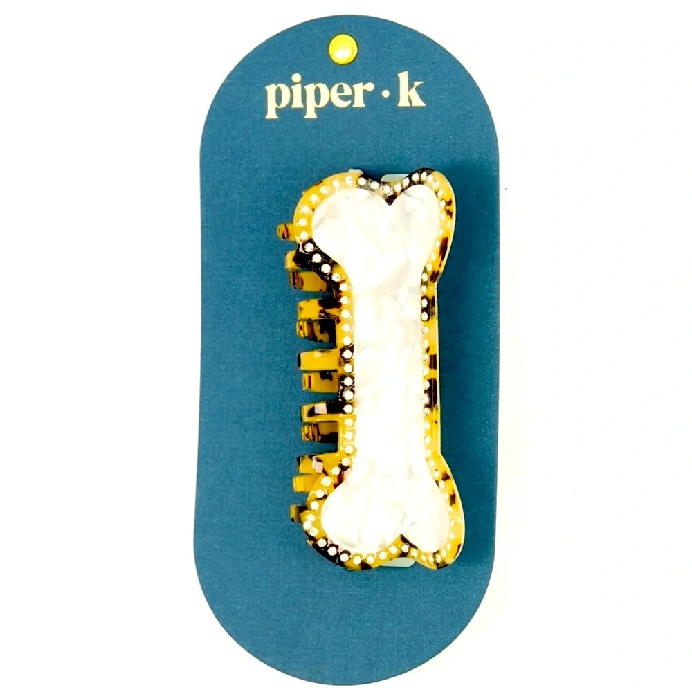 NWT ⚜️🦴⚜️ Piper K Gorgeous Tortoiseshell Bone Hair Jaw Claw Clip - Picture 3 of 7